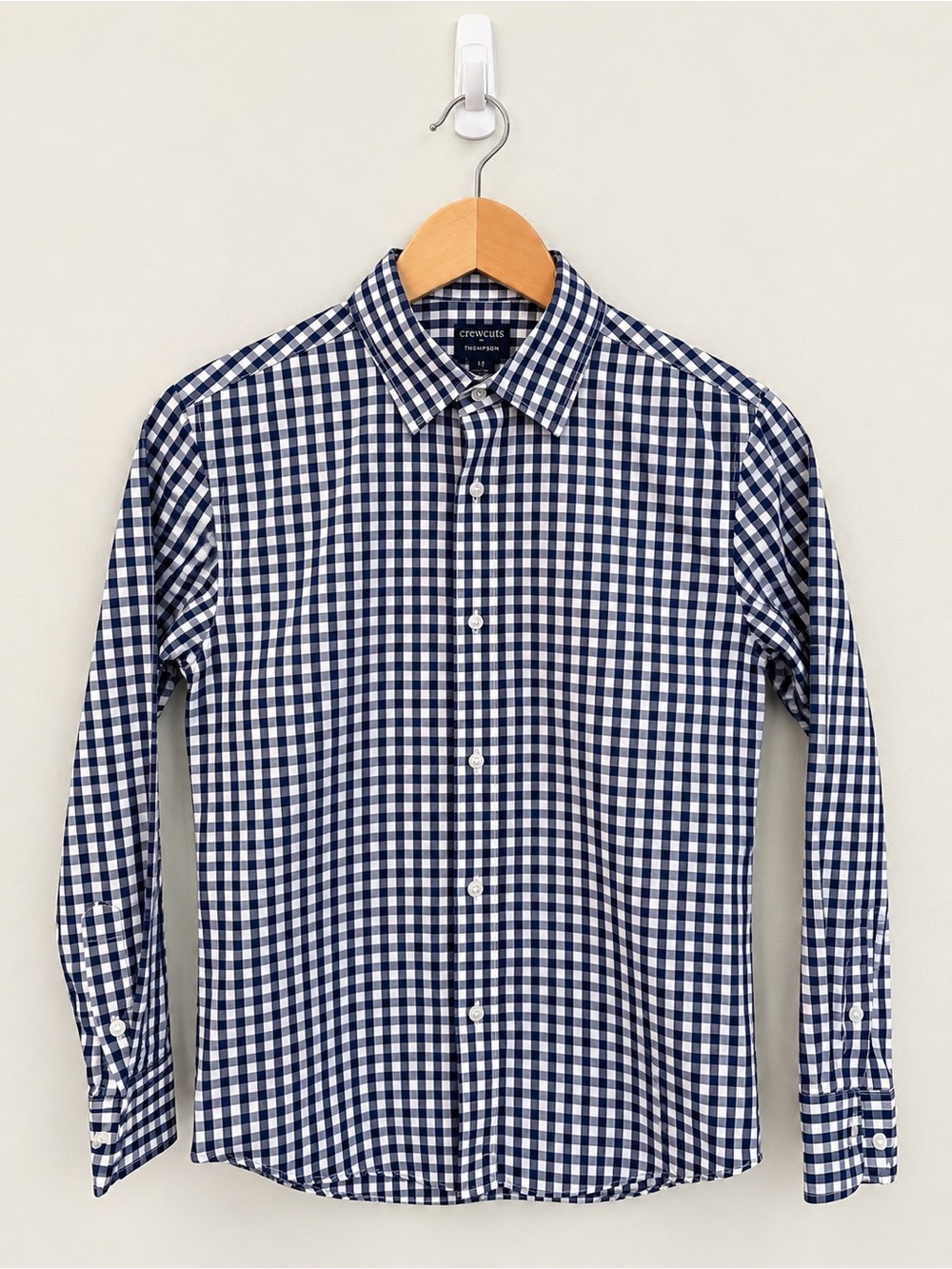J.Crew Crewcuts Thompson Navy Gingham Button Down Shirt Boys Size 12